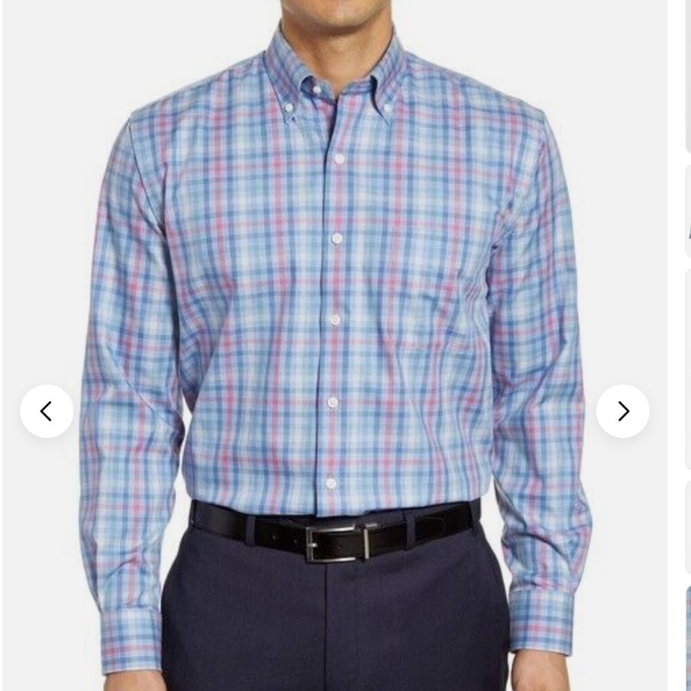 Peter Millar gingham plaid button down shirt 100% cotton Size Large